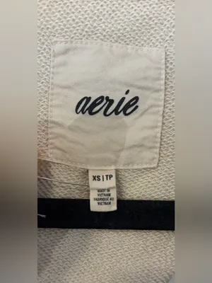 aerie Oversized Athletic Henley Sweatshirts Women in Cream size XS Extra Small thumbnail 3