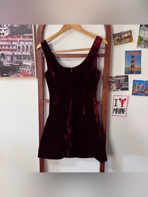 Reformation Franceska Dark Red Velvet Mini Dress thumbnail 7