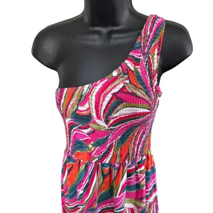 Abel The Label Anthropologie Kelissa One Shoulder Maxi Dress‎ Sz M Multicolor thumbnail 2