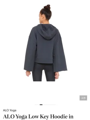 Alo Yoga oversized Box Crop Hoodie Raw Hem Cotton Blend Sweatshirt Womens sz xs thumbnail 2