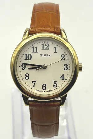 Timex Easy Reader Gold-tone Textured Brown Leather Women’s Watch Working thumbnail 1