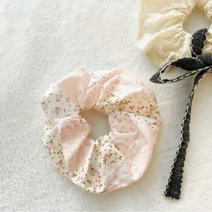 Free People Cottagecore Boho Floral Pastel Pink Yellow Large Hair Scrunchie Set thumbnail 2