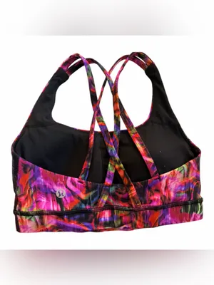 Lululemon Womens Size 4 Hyper Flow Pink Multi Energy Sports Bra thumbnail 2