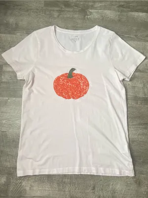J.CREW Sequin pumpkin graphic tee thumbnail 1