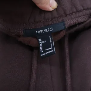 Forever 21 Sweat Shorts Womens L Brown Raw Hem Drawstring Fleece Good thumbnail 2