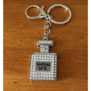 Rhinestone Perfume Bottle Bag Charms Keychain Set N°5 & 5 Glam Bling NWOT thumbnail 5