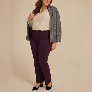Maurices Maroon Plus Size Bengaline High Rise Slim Straight Dress Pants thumbnail 8