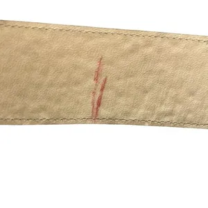 The Leather Shop Women’s M Brass Buckle Wide Belt‎ Embossed Tan Leather Cowgirl thumbnail 3