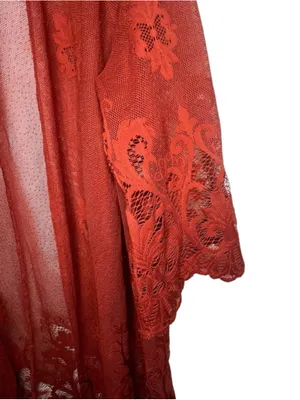 Daytrip Burnt Orange Boho Lace Duster Kimono Cardigan thumbnail 2