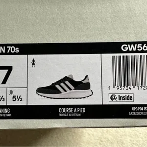 Adidas Run 70s Black and White Sneakers with Classic Stripes thumbnail 8