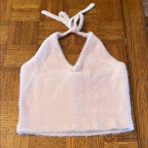 GymShark Whitney Simmons eyelash knit Fuzzy Halter Top Large thumbnail 2