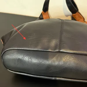 Reversible Vegan Leather Hobo Bag Black Brown Colorblock Slouchy Minimalist BOHO thumbnail 8