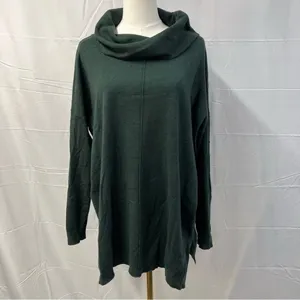Vila Milano Cowl Neck Tunic oversized‎ sweater hunter green women’s medium thumbnail 2