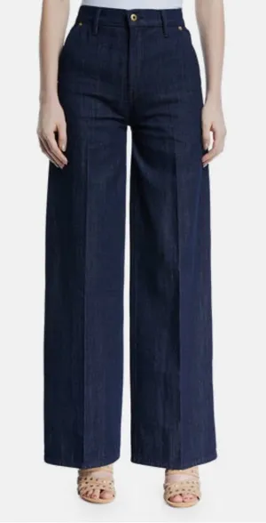 TORY BURCH Tilly Jean Fringe Pocket Dark Indigo High Rise Wide Leg Jeans Size 30 thumbnail 1
