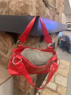 Nine West Vibrant Red Leather Shoulder Tote thumbnail 3
