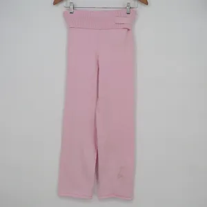 Pink Knit Lounge Pants Ribbed Buckle Waist Straight Leg Y2K Coquette Small thumbnail 6