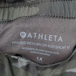 Athleta Printed Mesh Racer Run Shorts Women’s 1X Black Camo 4 Inch Lined thumbnail 7