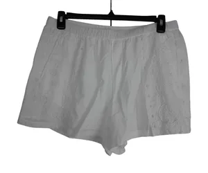 Madewell Cotton Eyelet Embroidered Pull On Shorts White‎ Coastal Summer L NWOT thumbnail 1