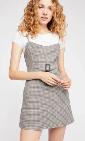 Free People My Girl Houndstooth Mini Dress Size 0 - $108 Effortless Quiet Luxury thumbnail 1