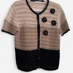 Vintage Embroidered Crochet Floral Cardigan Top | Cottagecore Folk Boho Medium thumbnail 2