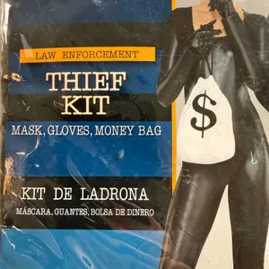 Halloween‎ Burglar Set Unisex OS Adult Mask Gloves Money Bag Costume Accessory thumbnail 2