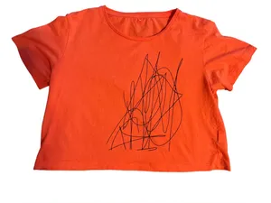 Source Unknown Orange Short-Sleeve Graphic Crop Tee thumbnail 1