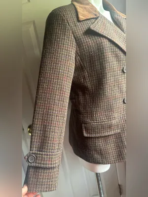 INTERNATIONAL SCENE Brown Red Blue Wool Blend Double-Breasted Coat Sz 11/12 thumbnail 8