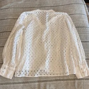 White Eyelet Embroidery Blouse Tassel Tie Boho Peasant Top Size XL Unknown Brand thumbnail 13