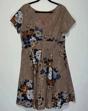 Mint Limit Floral Midi Dress Tan Size XXL thumbnail 2