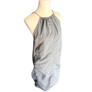 Zara Gray Blue Nylon Halter Midi Parachute Dress Toggle Back Womens Size Medium thumbnail 3