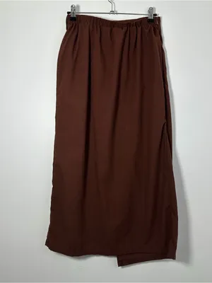 SHEIN Brown Wrap Midi Skirt Women’s Medium M Side Tie Linen Blend thumbnail 3