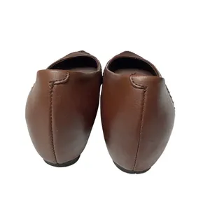 Handmade Brown Leather Pointed Toe Flats Size 6.5 (230) Whipstitch Low Heel thumbnail 9