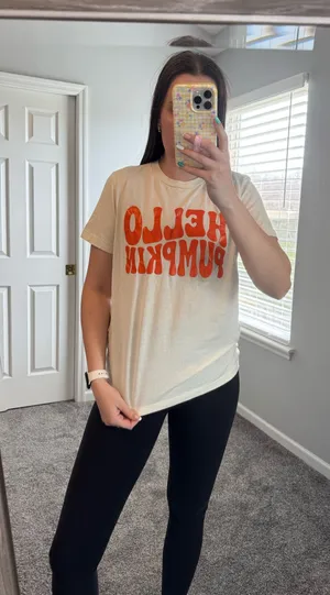 Hello pumpkin tshirt Tan Size M thumbnail 1