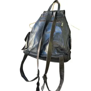 Vintage 70’s leather studded buckles backpack Black thumbnail 3