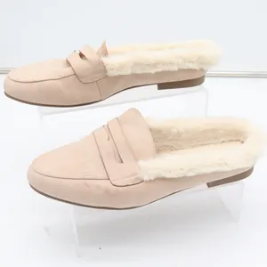 Serra Womens Tan Faux Suede Penny Loafer Mules Faux Fur Lined Size 10 thumbnail 2