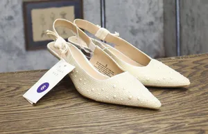 A New Day Womens Milan Pearl Slingback Heels 92611221 Ivory Off White 6M thumbnail 1