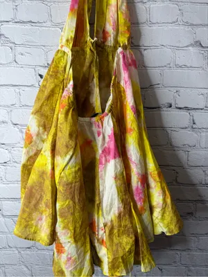 Zara Yellow & Pink Tie-Dye Flowy Halter Dress size small thumbnail 7