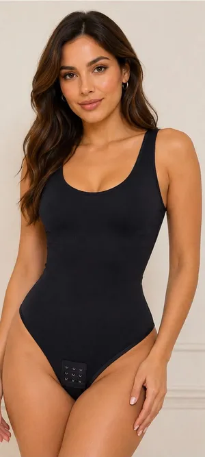 Seamless Scoop Neck Black Shapewear Bodysuit - Women Intimates thumbnail 1