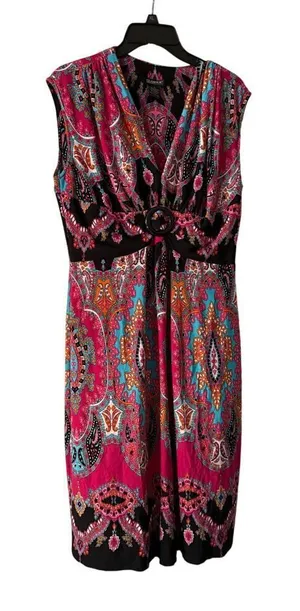 Glamour Y2K Women's Size 14‎ Floral Black Dress thumbnail 1
