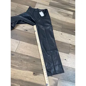 Commense Pants Size S Black High Waist Faux Leather Straight Leg Stretch NWT thumbnail 5
