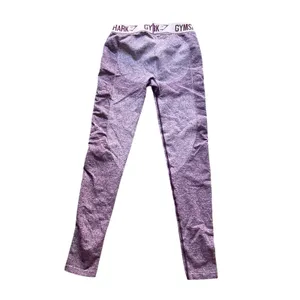 Gymshark Flex S Seamless Leggings Womens Purple Marl Pink Logo High Waist Gym thumbnail 2