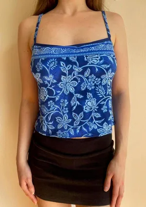 Blue Floral‎ Tankini Top thumbnail 1