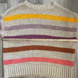 Lou & Grey & LOFT Sweater Womens LARGE Multicolor Chunky Knit Striped Pullover thumbnail 5