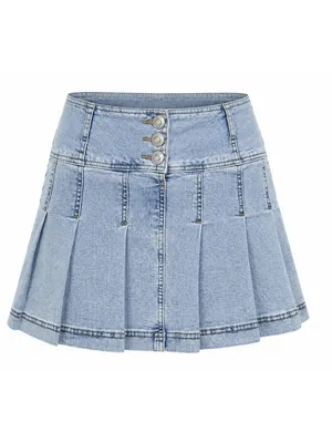 Y2K Denim Micro Mini Skirt Size Small Pleated Ruffle Bratz Indie Coquette Tennis thumbnail 9