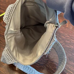 The Sak Woven Top ZIp closure Crotchet Bag cream thumbnail 8