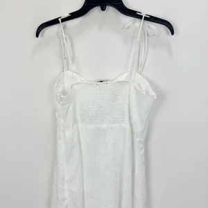 Lulus Loveliest Looks White Floral Jacquard Tie-Strap Midi Dress Medium NWT thumbnail 11