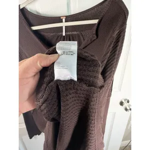 Free People Small Leo Henley Waffle Flow Tunic Brown Y2K Babydoll thumbnail 7
