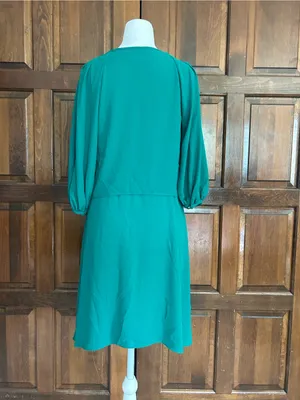 Anthropologie Maeve Valparaiso Green Tie Front Chiffon Dress Size 2P‎ Petite thumbnail 5