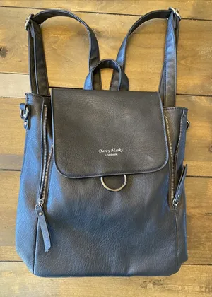 Darcy Marks London Backpack Womens Size Medium Black Vegan Leather Edgy Bag thumbnail 1