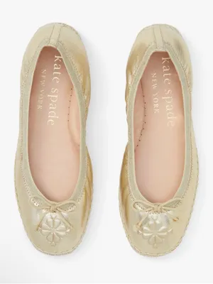 Kate Spade Clubhouse Leather Espadrille Flats in gold thumbnail 1